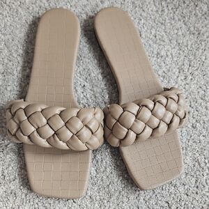 Women's Tan Braided Slide Sandals